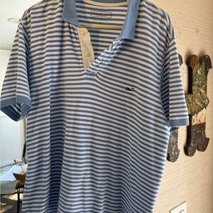 Vineyard Vines Light Blue & White Striped Polo